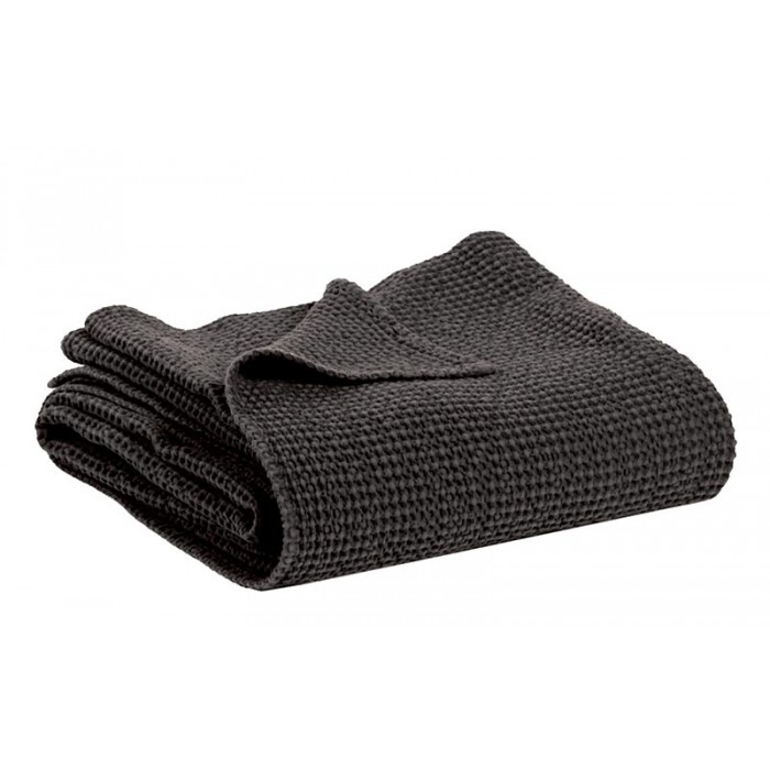 Couvre-lit Vivaraise en coton gaufré MAIA coloris CARBONE