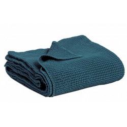 Couvre-lit Vivaraise en coton gaufré MAIA coloris TOPAZE