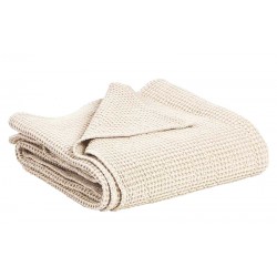 Couvre-lit Vivaraise en coton gaufré MAIA coloris IVOIRE