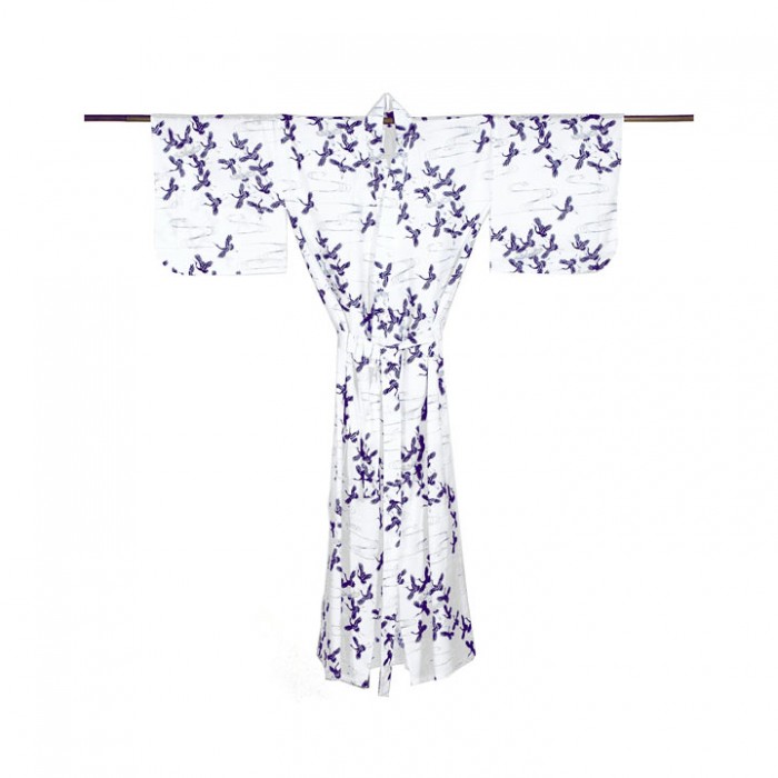 Yukata TSURU blanc