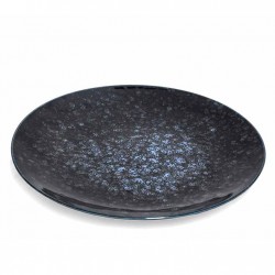 Assiette ronde mouchetées bleues