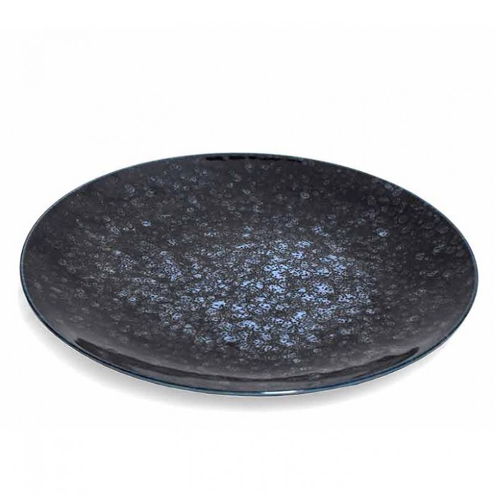 Assiette ronde mouchetées bleues