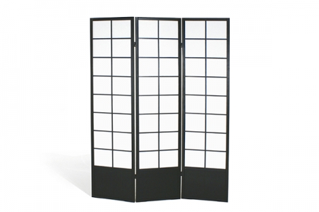 Paravent 3 panneaux bois noir