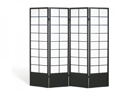 Paravent 4 panneaux bois noir