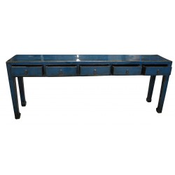 Console bleue 5 tiroirs
